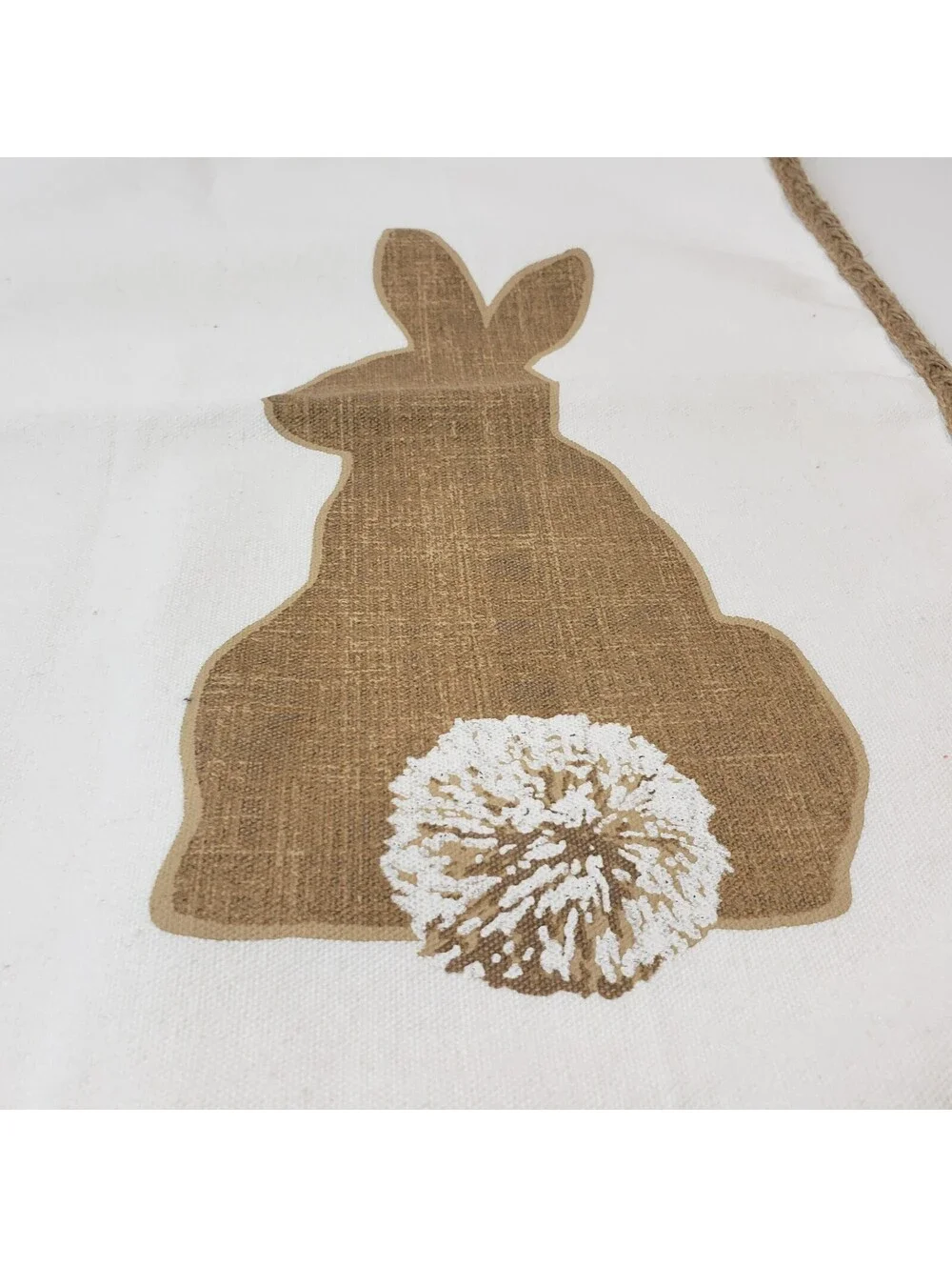 Cotton Linen Square Pillow Cover Bunny Rabbit Braided Twine Trim Ashler 18